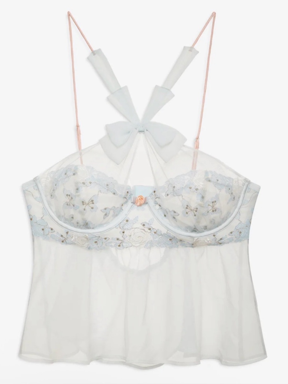 NWOT FOR LOVE AND LEMONS WINTER ROSES TOP IN BLUE // SIZE XS🦋